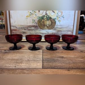 Anchor Hocking Royal Ruby Red Glass Champagne Tall Sherbet Depression vintage